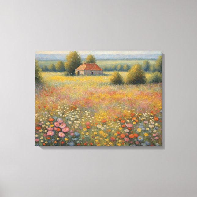 Vintage Wildflower Field Wall Print (Front)