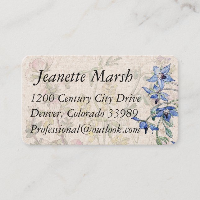Vintage Wildflower Flowers Business Cards (Front)
