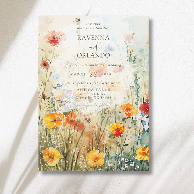 Vintage Wildflower Meadow Fall Wedding Invitation (Creator Uploaded)