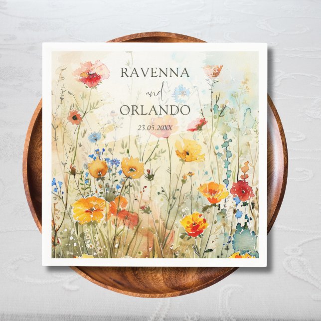 Vintage Wildflower Meadow Fall Wedding Napkin (Creator Uploaded)