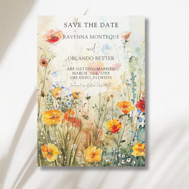 Vintage Wildflower Meadow Fall Wedding Save The Date (Creator Uploaded)