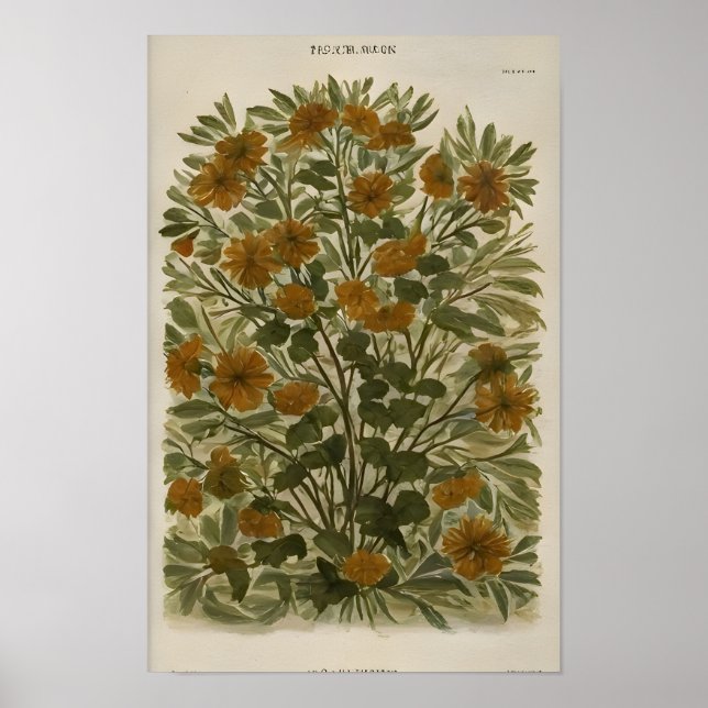 Vintage Wildflower on Aged Paper – Rustic Poster (Front)