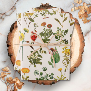 Vintage Wildflower Pattern Wrapping Paper Sheet