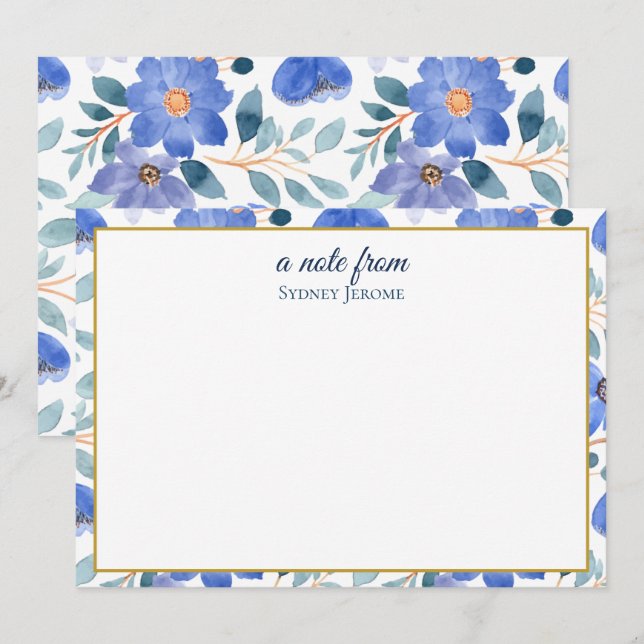 Vintage Wildflower Personalized Card (Front/Back)
