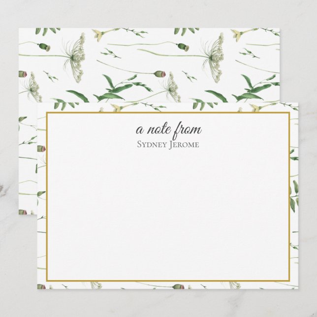 Vintage Wildflower Personalized Card (Front/Back)