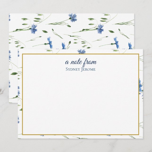 Vintage Wildflower Personalized Card (Front/Back)
