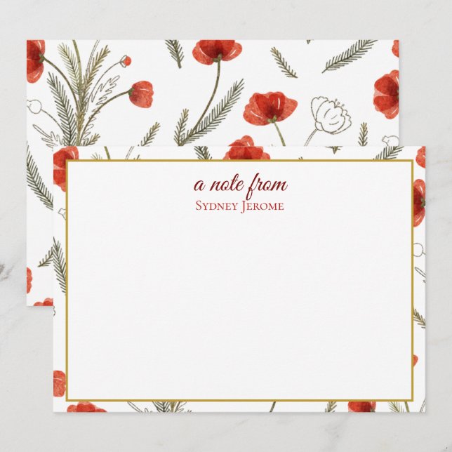 Vintage Wildflower Personalized Card (Front/Back)