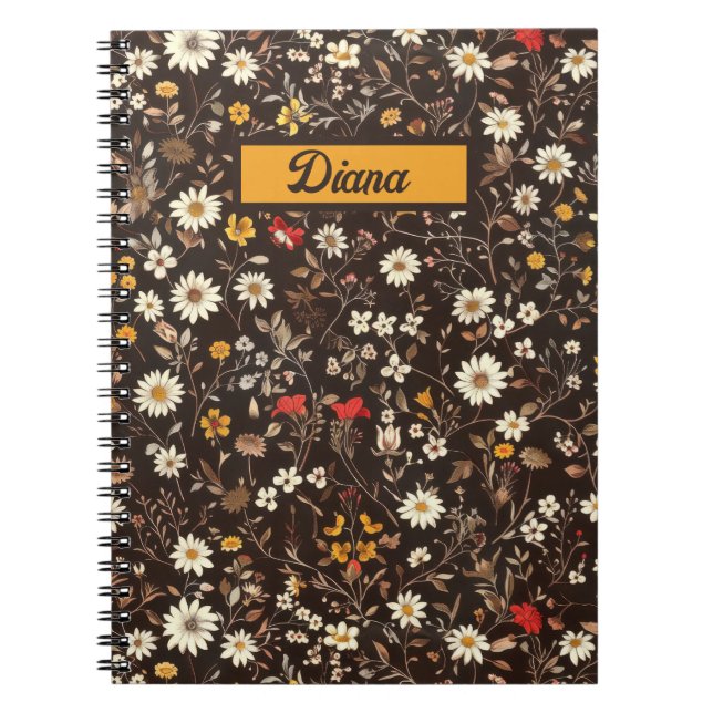 Vintage Wildflower Personalized Notebook (Front)