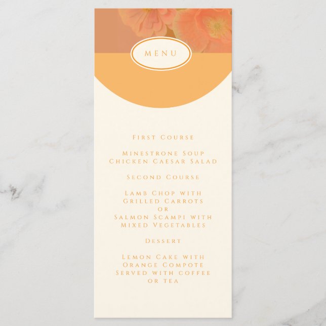 Vintage Wildflower Pink Poppy Monogram Wedding Menu (Front)