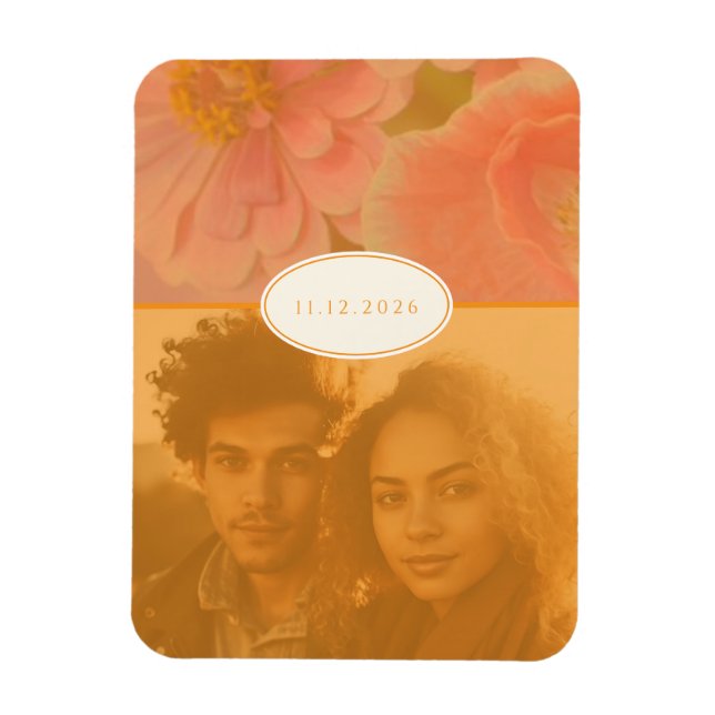 Vintage Wildflower Pink Poppy Save The Date Magnet (Vertical)
