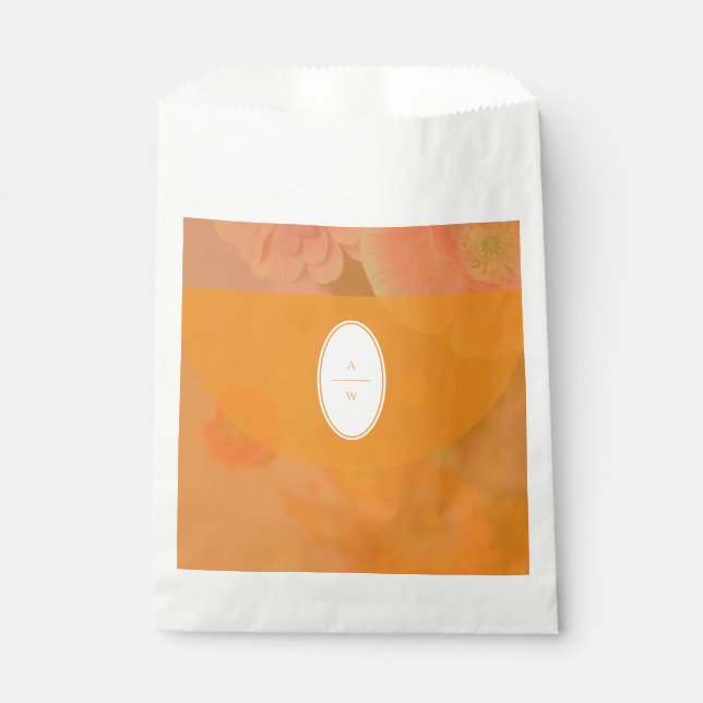 Vintage Wildflower Pink Poppy Wedding Monogram Favour Bag (Front)