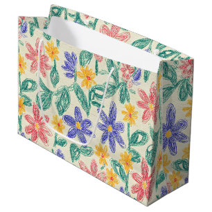 Vintage Wildflower Sketch (1) Large Gift Bag