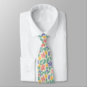 Vintage Wildflower Sketch (1) Tie