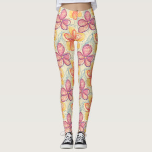 Vintage Wildflower Sketch (4) Leggings