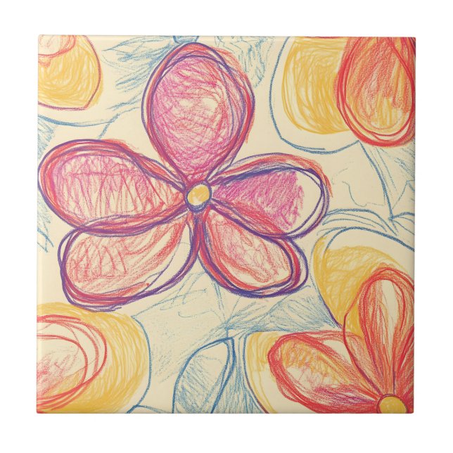 Vintage Wildflower Sketch (4) Tile (Front)