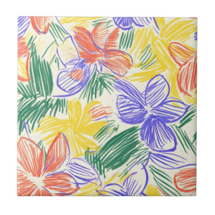 Vintage Wildflower Sketch (5) Tile