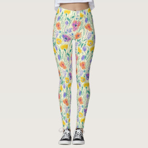 Vintage Wildflower Sketch (6) Leggings