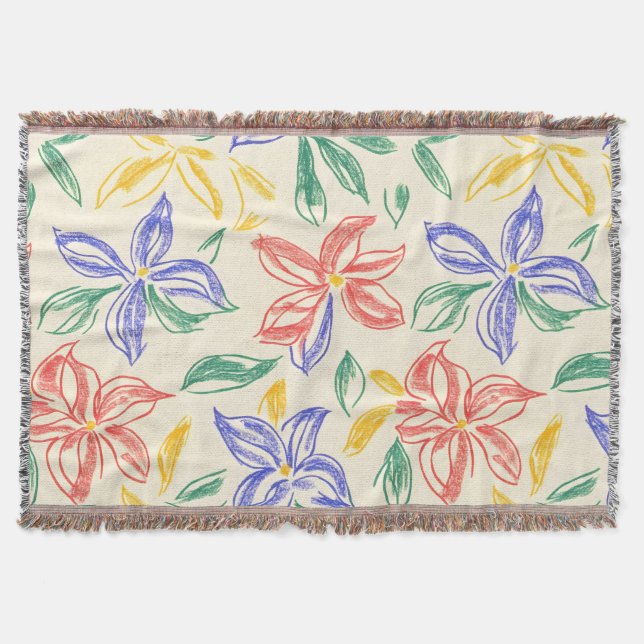 Vintage Wildflower Sketch (8) Throw Blanket (Front)