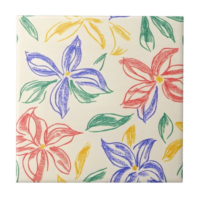 Vintage Wildflower Sketch (8) Tile (Front)