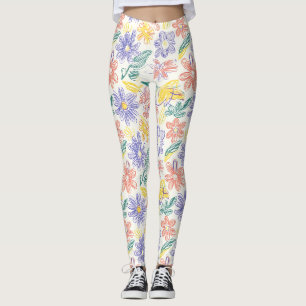 Vintage Wildflower Sketch (9) Leggings