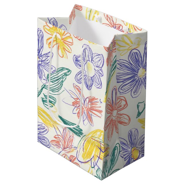 Vintage Wildflower Sketch (9) Medium Gift Bag (Front Angled)