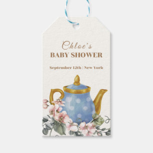 Vintage Wildflower Teapot Baby Shower Gift Tags