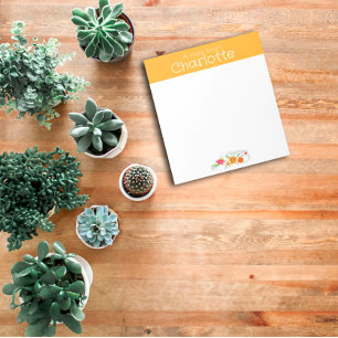 Vintage wildflower watercolor yellow notepad
