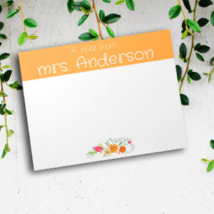 Vintage wildflower watercolor yellow teacher notepad