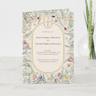 Vintage Wildflower Wedding Monogram Folded Program