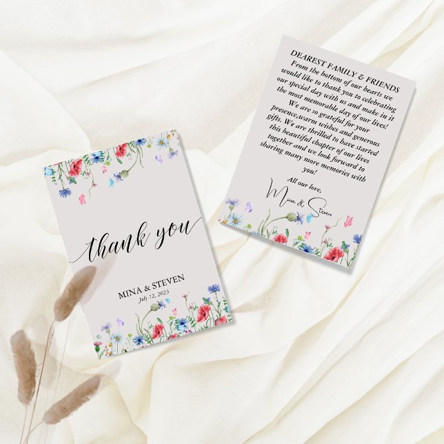 Vintage wildflower wedding Thank You Card (Creator Uploaded)