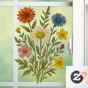 Vintage Wildflower Window Cling
