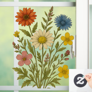 Vintage Wildflower Window Cling
