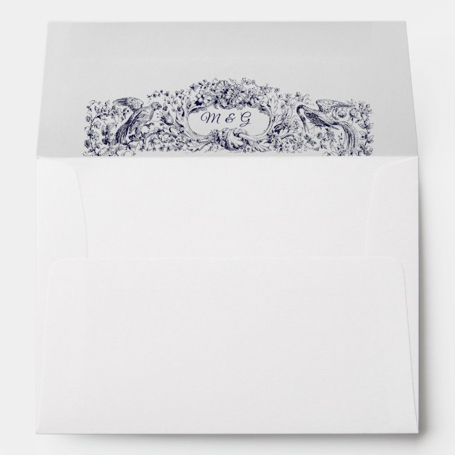 Vintage Wildflowers Birds & Butterflies Wedding Envelope (Back (Bottom))