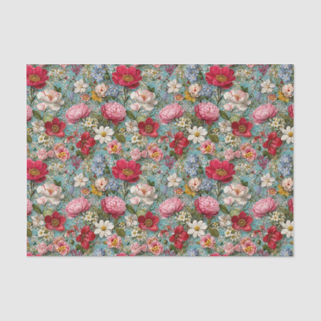 Vintage Wildflowers Decoupage Tissue Paper (Front)
