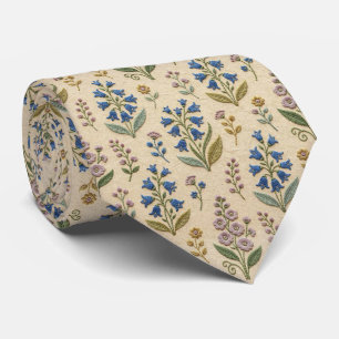 Vintage Wildflowers   Faux Embroidery Design Tie