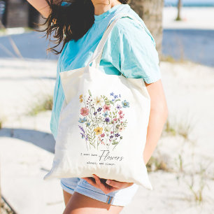 Vintage Wildflowers Floral Watercolor With Quotes  Tote Bag