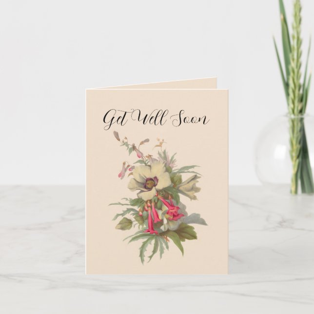 Vintage Wildflowers Get Well Soon  Card (Front)
