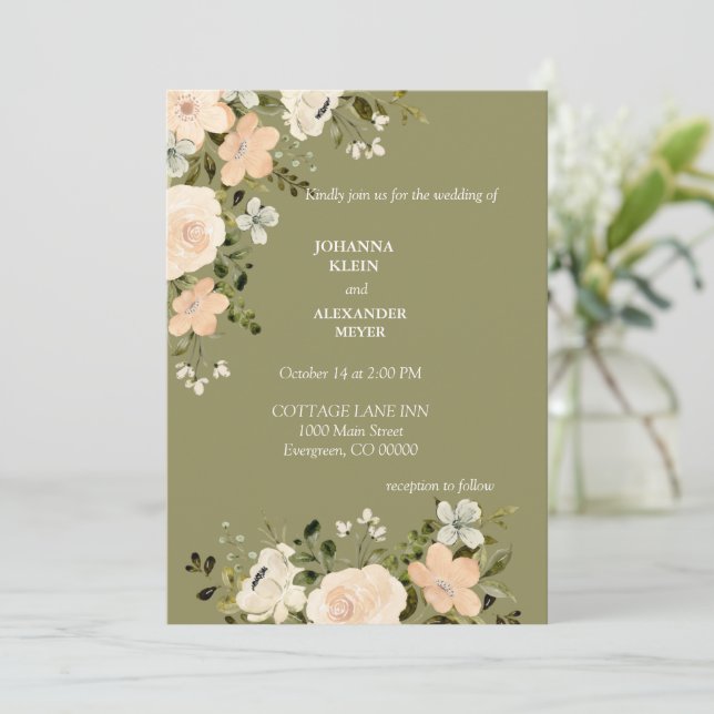 Vintage Wildflowers Invitation (Standing Front)