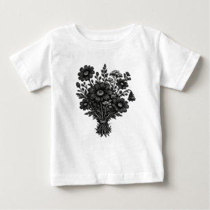Vintage wildflowers linocut botanical floral art baby T-Shirt