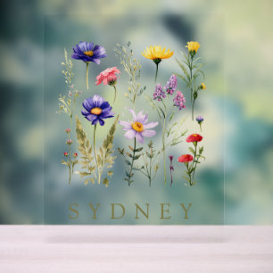 Vintage Wildflowers modern Acrylic Sign