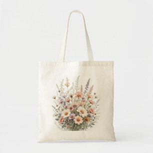 Vintage Wildflowers Tote Bag, Aesthetic Tote Bag,  Bag