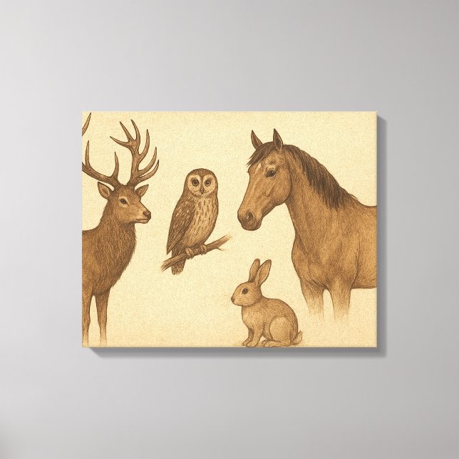 Vintage Wildlife & Animal Art Canvas Print (Front)