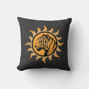 Vintage Wildlife Tiger Sun Throw Pillow