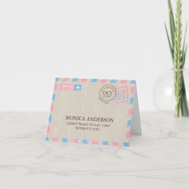 Vintage Will You Be My Bridesmaid Airmail Invitation (Front)