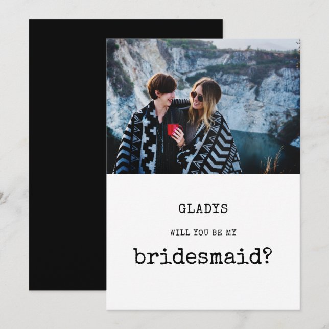 Vintage Will you be my bridesmaid photo card (Front/Back)