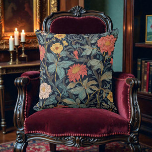 Vintage William Morris Antique Floral Throw Pillow