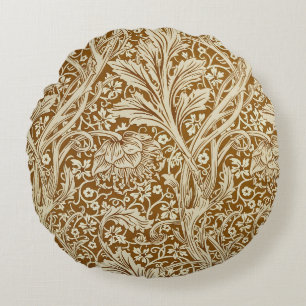 Vintage William Morris Arcadia Floral Art Print Round Pillow