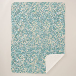 Vintage William Morris Arcadia Floral Seamless Sherpa Blanket