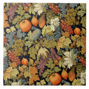 Vintage William Morris Autumn Leaf Pumpkin Tile