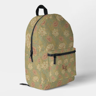 Vintage William Morris Blue Rust Chrysanthemum Printed Backpack